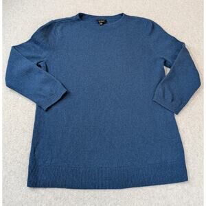 Talbots Pure Cashmere Sweater Blue Large Crewneck Pullover 3/4 Sleeve